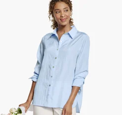 Crinkle Button-Front Shirt