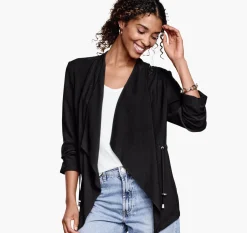 Draped Open-Front Blazer