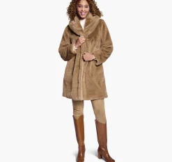 Faux-Fur Shawl-Collar Coat