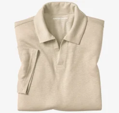 Linen-Blend V-Neck Polo