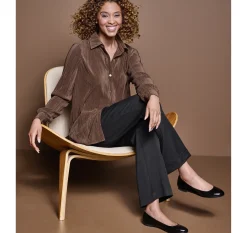 Pleated Button-Front Shirt