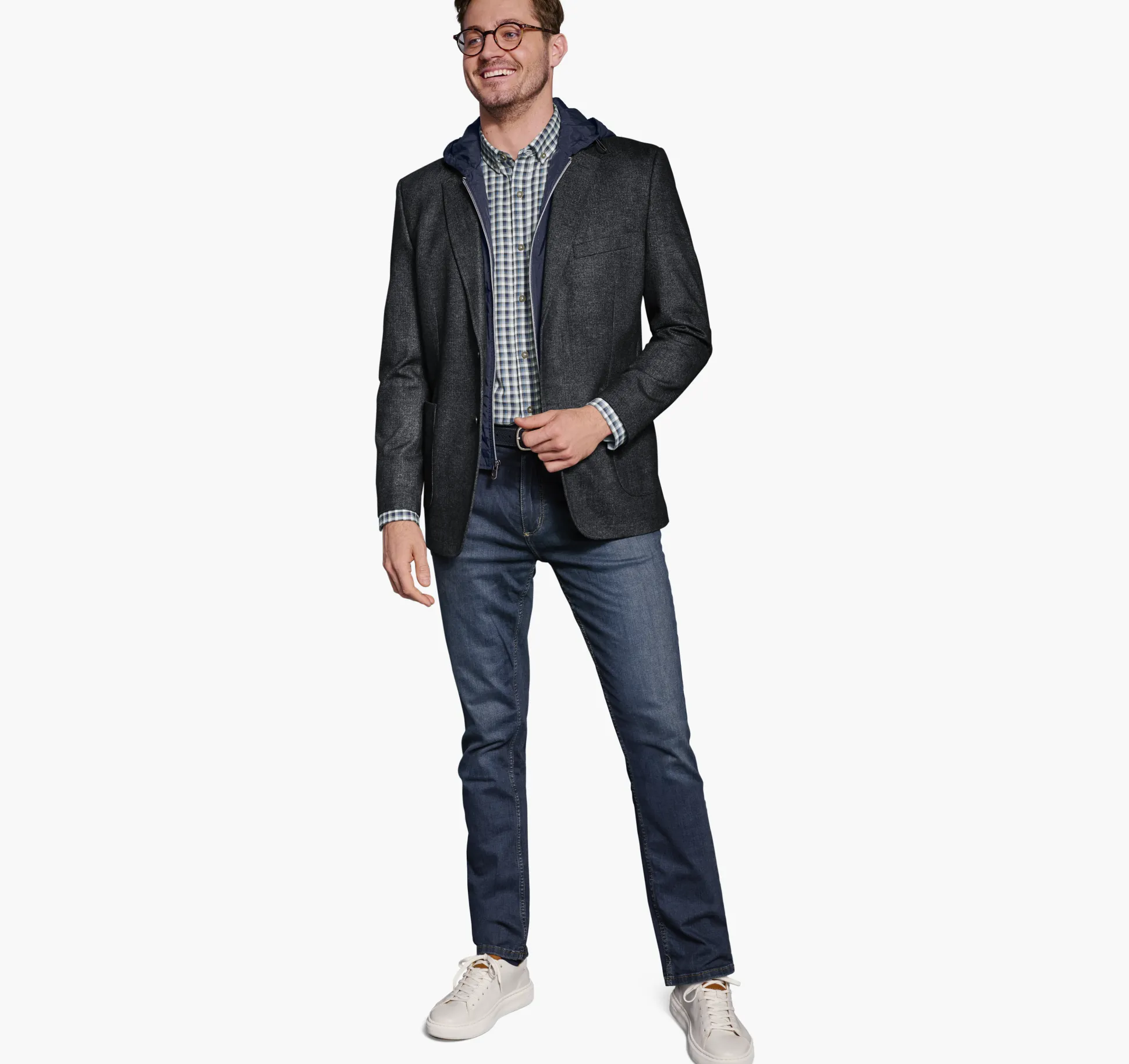 Removable Hooded/Bib Knit Blazer