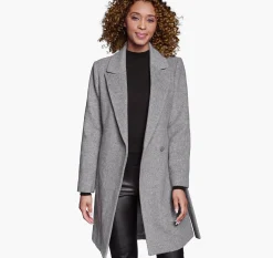 Wool-Blend Coat with Removable Knit Collar