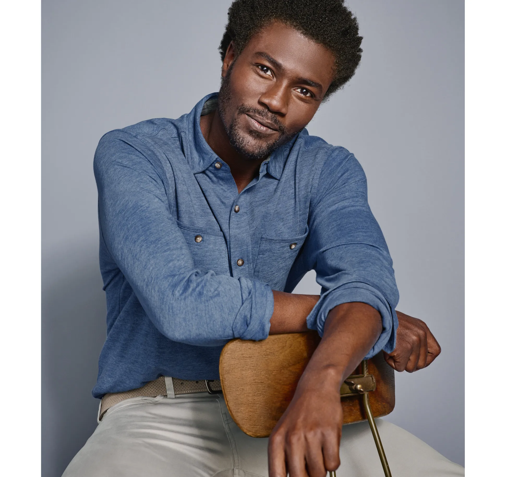 XC Flex® Stretch Indigo Long-Sleeve Shirt